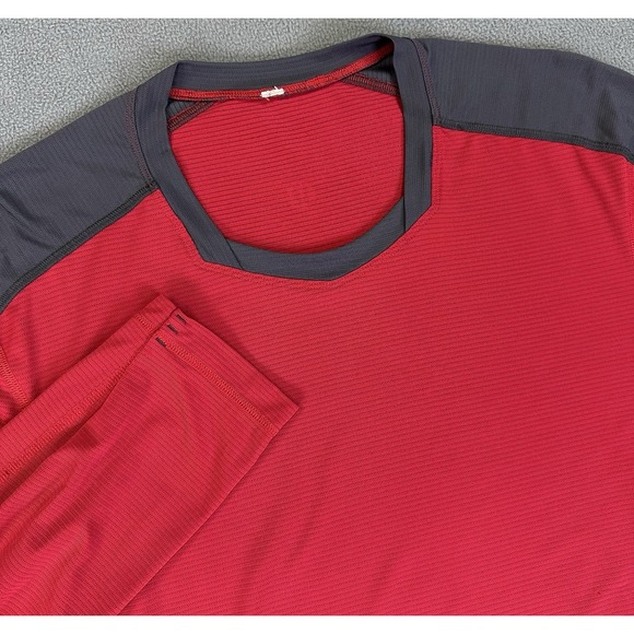 Lululemon Shirt Mens Large Red Bolt Tech Long Sleeve Performance Gym Lounge - Picture 1 of 6